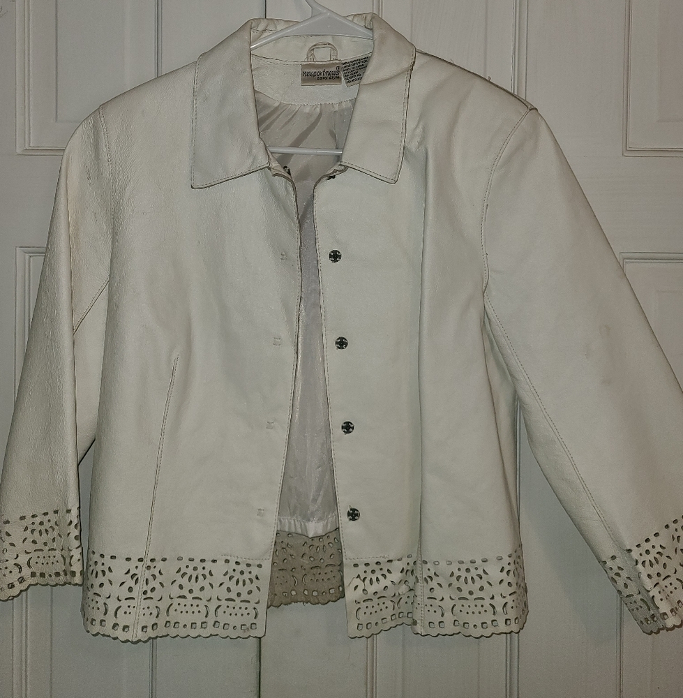 Vintage Newport News Leather Jacket with Cricut Designs